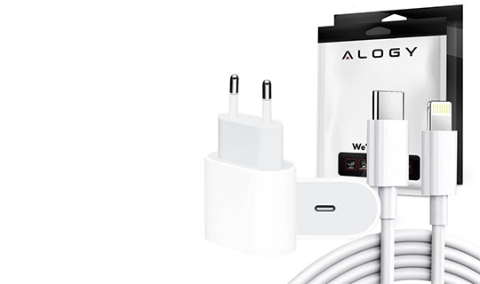 Ładowarka sieciowa Alogy szybka USB-C PD 20W + Kabel Lightning do iPhone 