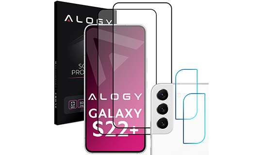 2x Szkło Full Glue FC + 2x Szkło na obiektyw kamerę Alogy do Samsung Galaxy S22 Plus 