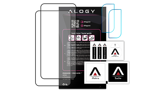 2x Szkło Full Glue FC + 2x Szkło na obiektyw kamerę Alogy do Samsung Galaxy S22 Plus 