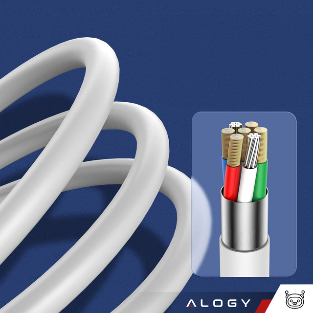 Alogy Kabel 2m Fast Charging Cable USB-C do Lightning do ładowania 20W White 