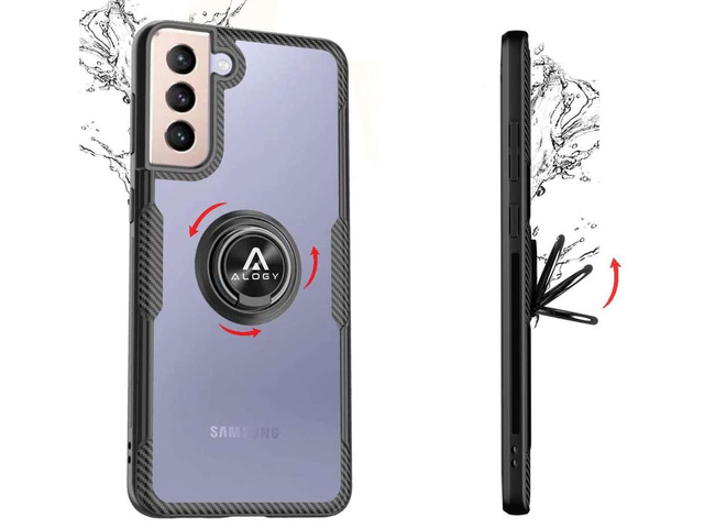 Alogy Etui na telefon Ring Holder Clear Armor do Galaxy S21 Plus czarne