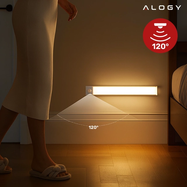 Lampka szafkowa z czujnikiem ruchu Listwa Alogy Motion Sensor LED Light 20cm do garderoby szafy kuchni Srebrna