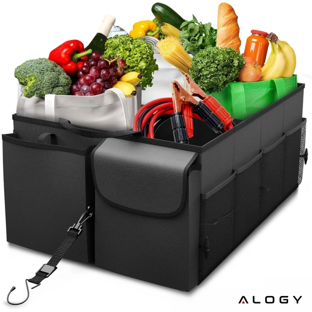 Alogy Organizer samochodowy do bagażnika pojemny sztywny kufer XXL pokrowiec torba do auta Czarny