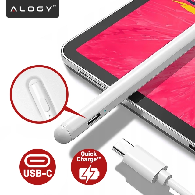 Rysik Alogy Stylus Pen Pencil dotykowy do ekranów telefonu tabletu do Apple iPad / iPhone Biały