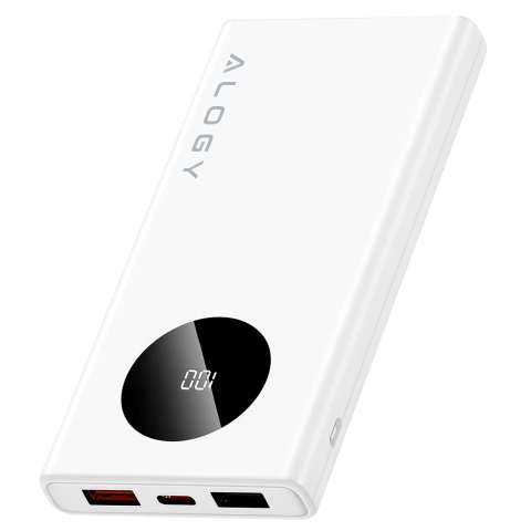 PowerBank 10000mAh z Technologią PD 120W, Szybkie Ładowanie PowerDelivery, Porty 2x USB-A i 1x USB-C, Wysoka Moc i Kompaktowy Design, Alogy TurboCharge™ – Biały