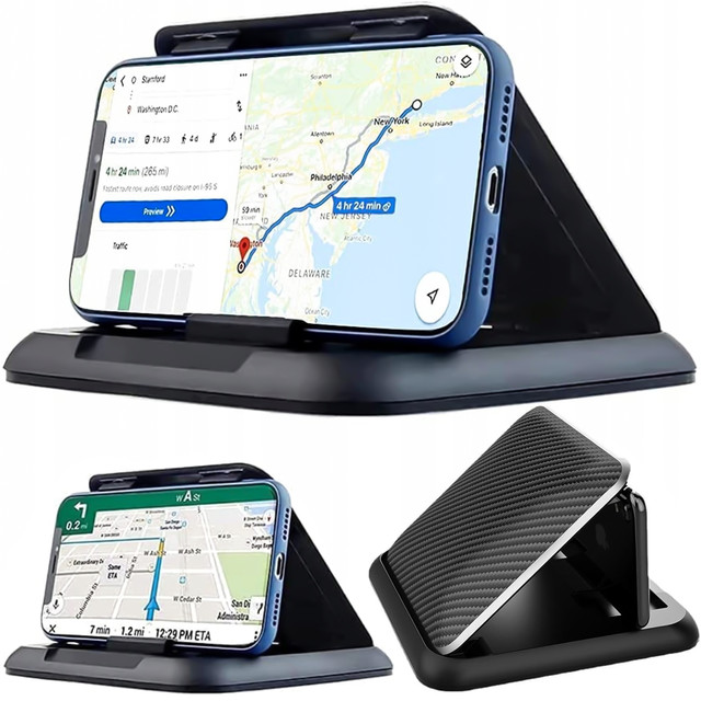 Alogy Carbon Car Holder Uchwyt samochodowy na kokpit deskę do auta podstawka na telefon do 6.8 cali GPS Czarny