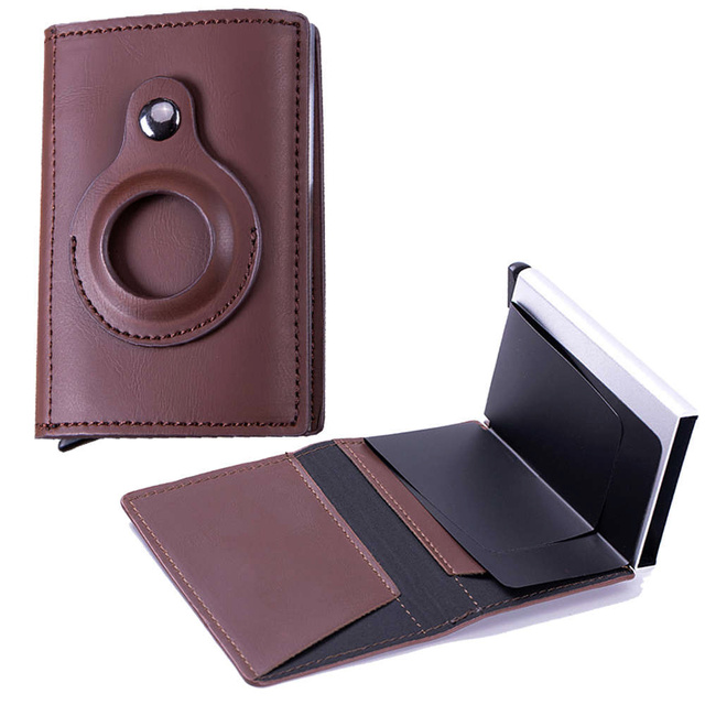Alogy Portfel na dokumenty Smart Wallet z miejscem na AirTag na karty gotówkę Brązowy