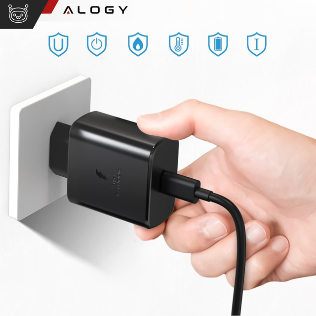 Alogy Ładowarka sieciowa USB-C Premium Wall Charger 25W + Kabel  2x Type-C 100cm do Samsung 