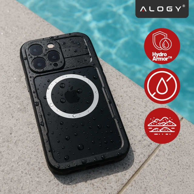 Etui Wodoodporne Alogy HydroArmor™ IP68 Case z przezroczystym tyłem Pancerna obudowa 360 do MagSafe do Apple iPhone 16 Pro Max
