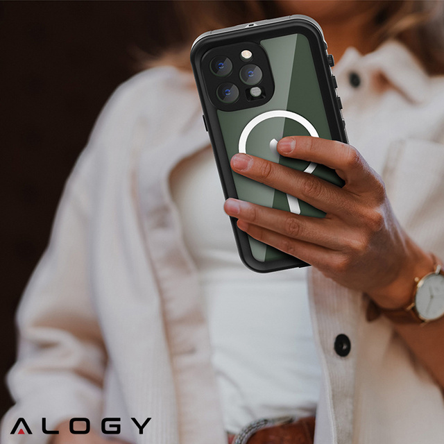 Pancerne Etui Alogy Wodoodporne IP68 Case z przezroczystym tyłem obudowa 360 do MagSafe do Apple iPhone 14 Pro
