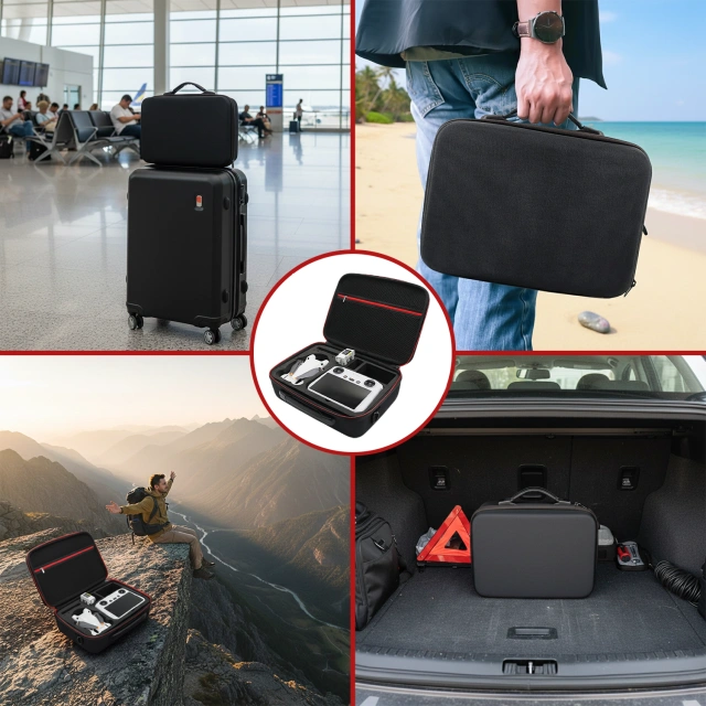 Alogy Hard Case Pokrowiec sztywny kuferek walizka etui do drona DJI Mini 4 Pro / DJI Mini 3 Pro / Mini 3 twarde z paskiem Czarny