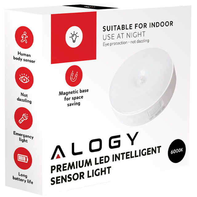 3x Alogy Lampka LED z czujnikiem ruchu Sensor Light Bezprzewodowa lampa nocna oświetlenie meblowe Światło zimne