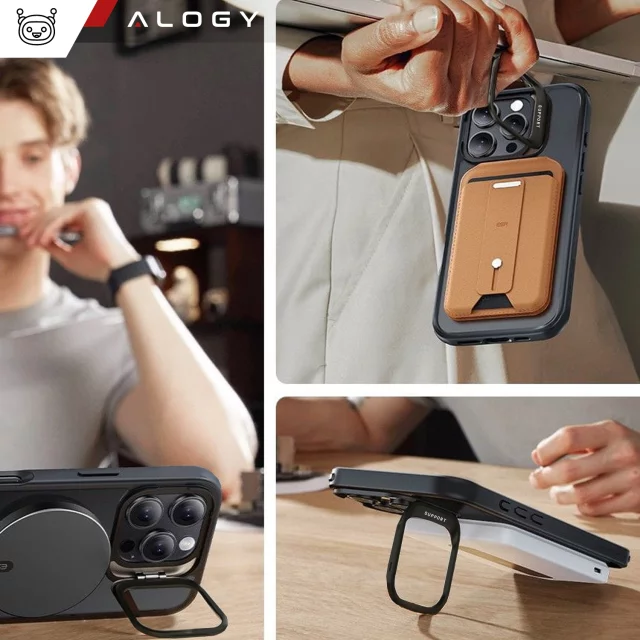 Alogy Etui hybrydowe ochronne do Apple iPhone 16 Pro KickStand Hybrid Case z podpórką do MagSafe Czarne