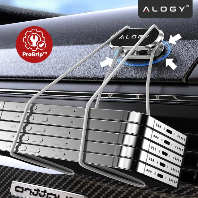 Uchwyt magnetyczny samochodowy Alogy do auta uniwersalny do telefonu na kokpit do deski Srebrny