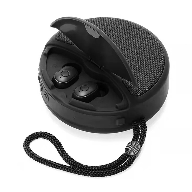 Alogy Zestaw grający 2w1 TWS przenośny Głośnik bezprzewodowy słuchawki Bluetooth BT Wodoodporny Czarny