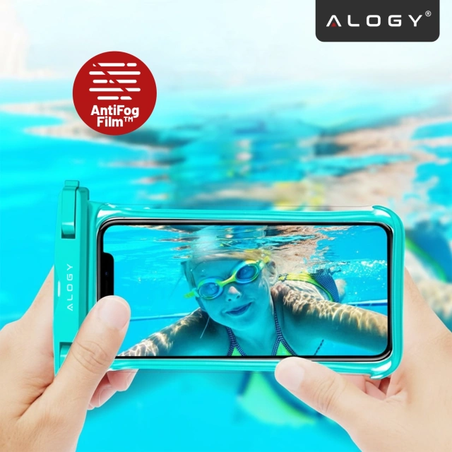 Etui Wodoodporne Uniwersalne IPX8 do Telefonów do 6.5", Wodoszczelna Ochrona na Plażę, Basen i Kajak, Dotykowy Front i Pasek na Szyję, Alogy HydroShield™ – Zielone