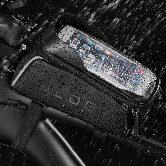 Alogy Sakwa 2L Torba rowerowa na rower uchwyt na telefon do 6.7" na ramę Czarna