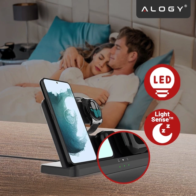 Ładowarka Bezprzewodowa Indukcyjna 3w1 Qi 3.0 Szybka do Samsung Galaxy 22 23 24 Ultra Watch Buds 