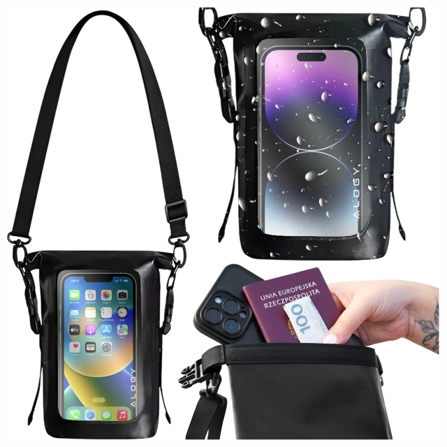 Alogy Sakwa Etui wodoodporne na telefon duża torba worek Case Waterproof Czarne