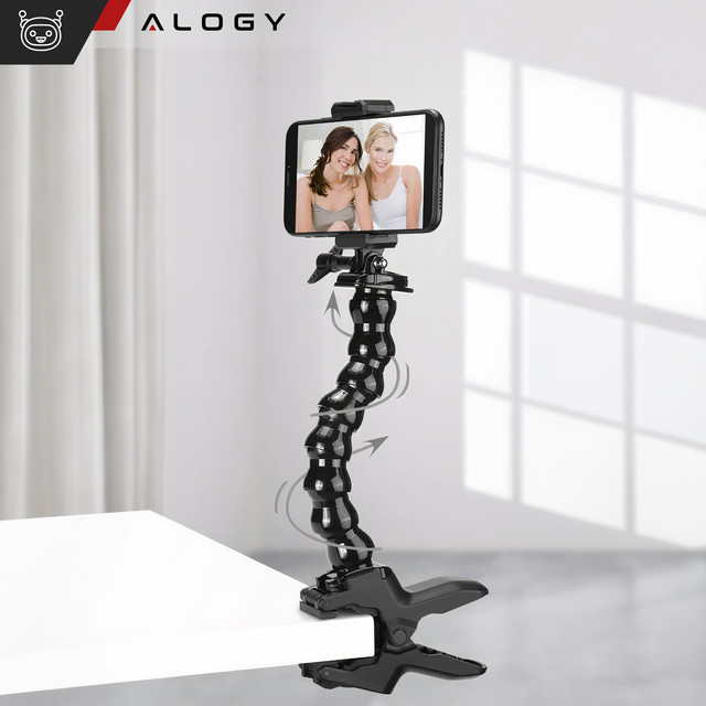 Alogy 2w1 Uchwyt do GoPro do Blatu biurka poręczy roweru Mocowanie do kamerki sportowej telefonu Czarny