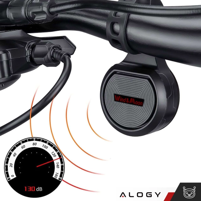 Alogy Dzwonek elektryczny + alarm rowerowy 2w1 Waterproof Electric Bell na rower wodoodporny czarny