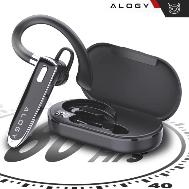 Słuchawka Bluetooth dla kierowcy bezprzewodowa zestaw z etui ładującym zestaw słuchawkowy Alogy Czarna