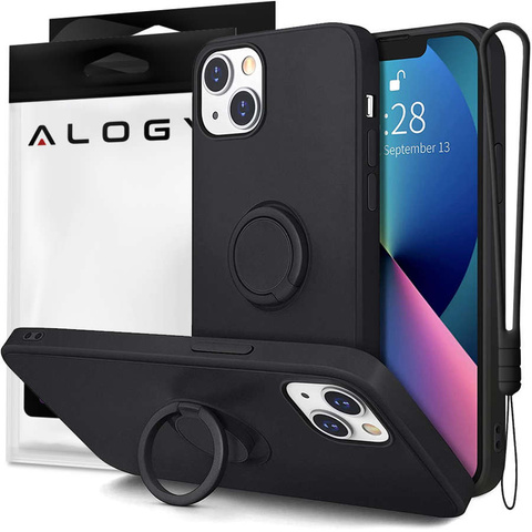 Alogy Etui silikonowe na telefon Ring Ultra Slim do Apple iPhone 13 Mini Czarne