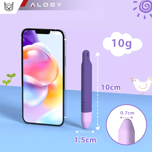 2x Rysik pojemnościowy dotykowy do ekranów telefonu tabletu Alogy Stylus Pen dla dzieci 10 cm Fioletowy i Niebieskie