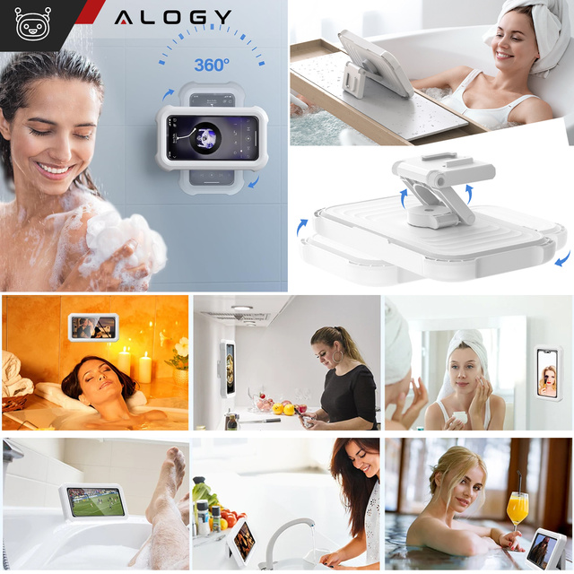 Alogy Waterproof Case Etui wodoodporne na telefon 4-7" pod prysznic Uchwyt futerał podstawka Białe