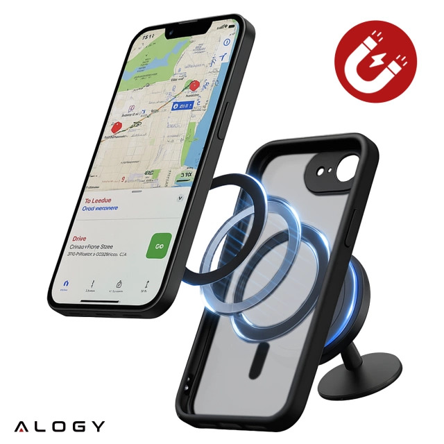 Etui do Apple iPhone 16e obudowa ochronna na telefon Alogy Matte HybridMag™️ Case do MagSafe Matowe Czarne