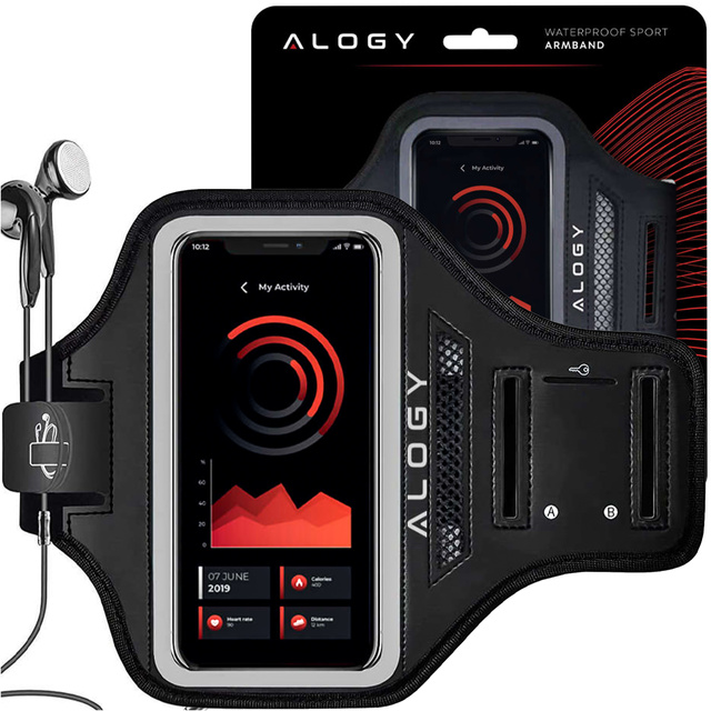 Alogy WaterProof Sport ArmBand Wodoodporne 2x etui sportowe opaska na ramię do telefonu 6.7 cali Czarna [2szt]