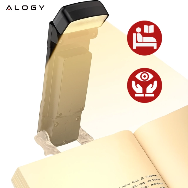 Lampka LED do czytania Alogy Clip Lamp Lampa z klipsem do książki ładowana Czarna