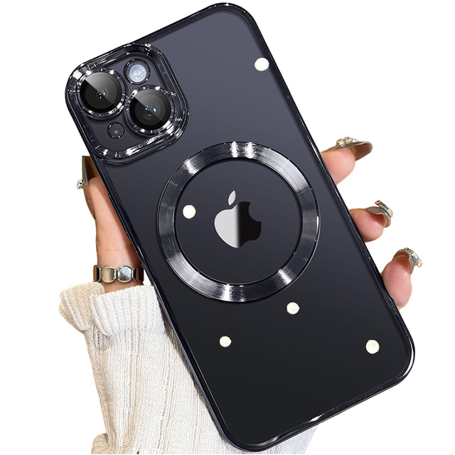 Alogy Etui do iPhone 15 Plus MagSafe Case Glamour Luxury Ring obudowa Czarne przezroczyste