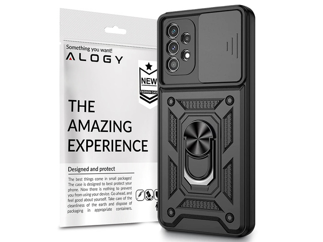 Alogy Camshield Stand Ring Etui obudowa z osłonką na aparat do Samsung Galaxy A32 4G Czarne