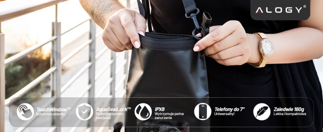Alogy Sakwa Etui wodoodporne na telefon duża torba worek Case Waterproof Czarne