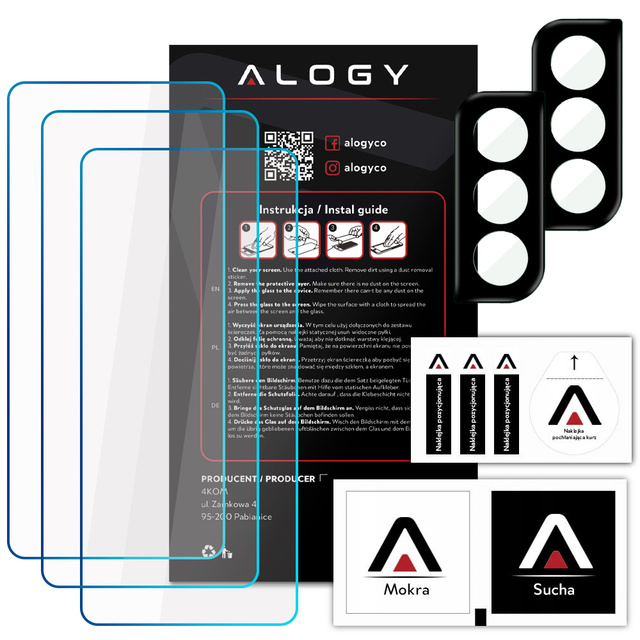 3x Szkło hartowane na ekran 9h + 2x Szkło na obiektyw Alogy Glass Pack do Samsung Galaxy S21