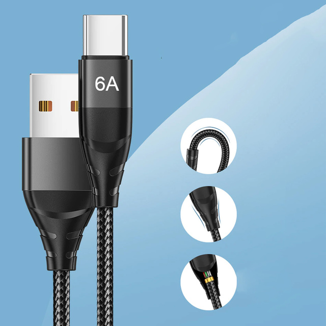Kabel 1m Alogy przewód USB-A do USB-C Type C 6A Czarny