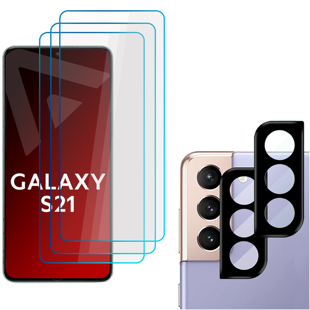 3x Szkło hartowane na ekran 9h + 2x Szkło na obiektyw Alogy Glass Pack do Samsung Galaxy S21