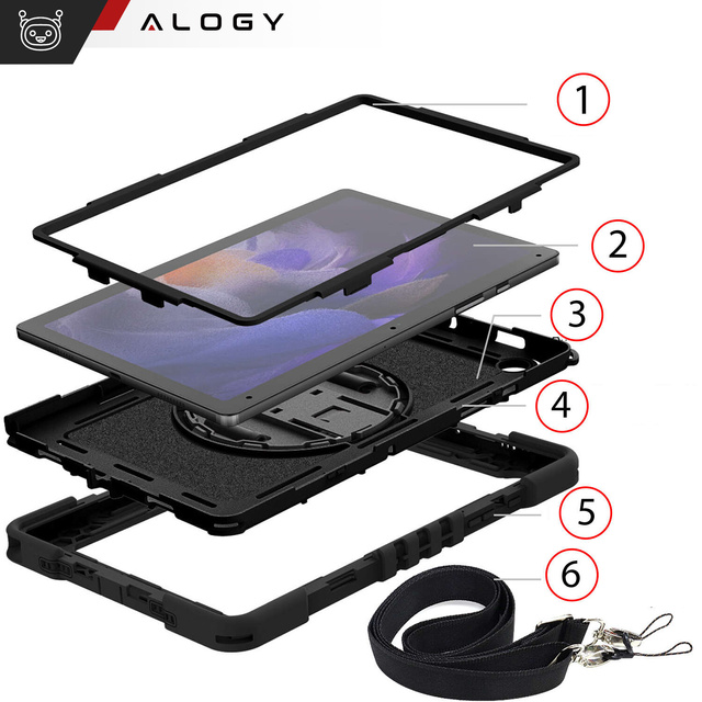 Alogy Etui do Samsung Galaxy Tab A9+ Plus 2023 11" X210/X215/X216 pancerne obudowa z paskiem Case czarne