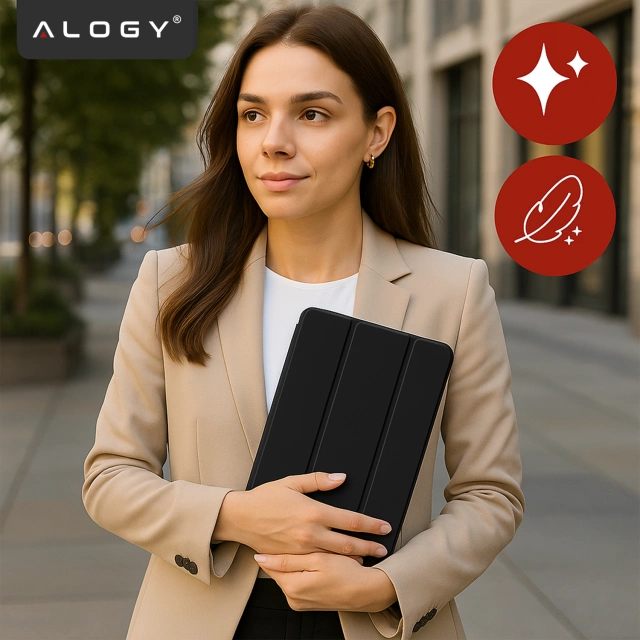 Etui do Apple iPad 11gen. 11" 2025 / 10gen. 10.9" 2022 Ochronne Hybrydowe z Miejscem na Rysik, Składana Okładka, Funkcja Podstawki, Alogy HybridBook™ Case  – Czarne