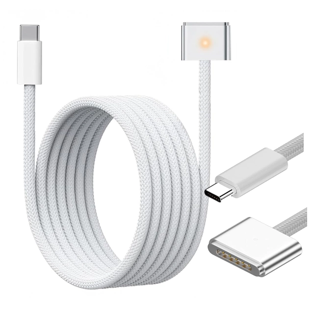 Kabel zasilający USB-C do MagSafe 3 – szybkie ładowanie 140W, przewód 2 m, do Apple MacBook, wytrzymały i bezpieczny – Alogy PowerLink™ Biały