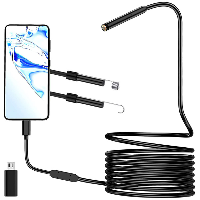 Alogy Duo Cam Endoskop Kamera inspekcyjna endoskopowa 1920 Full HD Lightning do iPhone, USB-C, micro USB 3m 8mm czarna