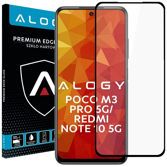 Alogy Szkło na ekran Full Glue CF do Poco M3 Pro 5G/ Redmi Note 10 5G Czarne