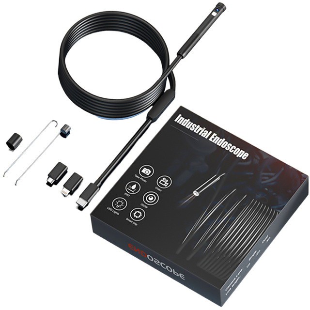 Alogy Duo Cam Endoskop Kamera inspekcyjna endoskopowa 1920 Full HD Lightning do iPhone, USB-C, micro USB 3m 8mm czarna