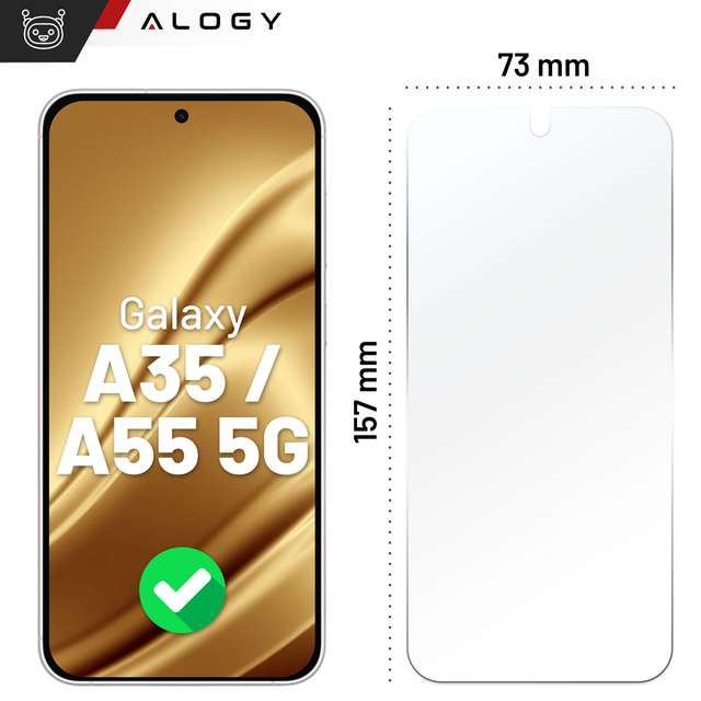 Szkło hybrydowe do Samsung Galaxy A35 / A55 5G na ekran Alogy Flexi Glass 9H Case Friendly płaskie na ekran