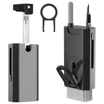 Alogy Czyścik wielofunkcyjny Zestaw do czyszczenia ekranu klawiatury Cleaner Set 8w1 do telefonów laptopów komputerów Czarny