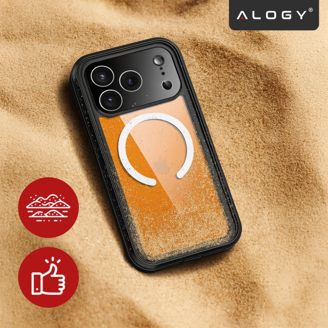 Etui Wodoodporne do Apple iPhone 17 Pro 6,3", Pancerna Obudowa 360° z Przezroczystym Tyłem, Kompatybilna z MagSafe, Alogy HydroArmor™ IP68 Case – Czarne