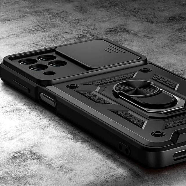 Alogy Etui na telefon obudowa z osłoną aparatu Camshield Stand Ring do Samsung Galaxy M53 5G czarne