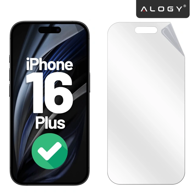 Folia hydrożelowa do Apple iPhone 16 Plus – elastyczna ochrona ekranu, samoregeneracja, pełne dopasowanie i wysoka przejrzystość – Alogy Hydrogel Film™