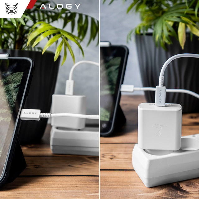 Alogy Ładowarka sieciowa USB-C typ C PD Premium szybka 45W 3A + Kabel Type-C 1M Biała